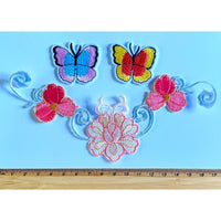 1x Set Flower & Butterflies Theme Sew-On Iron-On Embroidered Patches