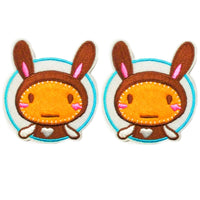 1x Pair (2 pcs) Large 60mm Cute Animal Iron-On Embroidered Applique Patches