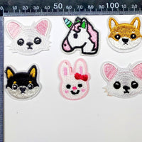 6 pcs Cute Animal Faces Theme Sew-On Iron-On Embroidered Applique Patches