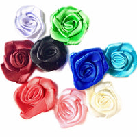 20x Handmade 20mm Satin Rose Flower Appliqué Sewing Craft