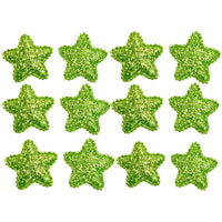 12x 35mm Glitter Star w/ Non Woven Fabric Backing & Sponge Inside Sew On Patch