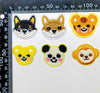 6 pcs Cute Animal Faces Theme Sew-On Iron-On Embroidered Applique Patches