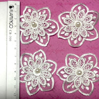 6x Xtra Large White Flower 50-55mm Embroidered Guipure Sew on Applique Patch