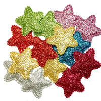 12x 35mm Glitter Star w/ Non Woven Fabric Backing & Sponge Inside Sew On Patch