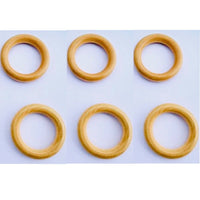 6x  Wood Look Cream Hard Plastic O-Rings for Crafts - (42mm or 45mm Diameter)