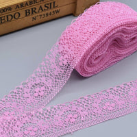 2x Yards Bright Coloured 40mm Wide Scalloped Polyester Floral Lace Trim