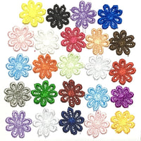 24x Daisy Flower 25mm Embroidered Plain Multicolour Sew on Applique Patches B