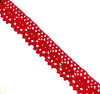 2x Meters 32mm/35mm Crochet Like Cotton Lace Trim - Red or Beige