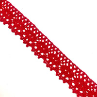 2x Meters 32mm/35mm Crochet Like Cotton Lace Trim - Red or Beige