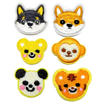 6 pcs Cute Animal Faces Theme Sew-On Iron-On Embroidered Applique Patches