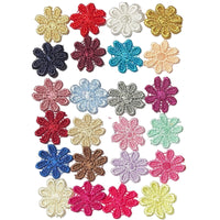 24x Colourful 25mm Daisy Flower Embroidered AB Giupure Sew on Applique Patch