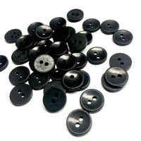 50x Black or White 12mm Two-Hole Buttons for Craft and Sewing