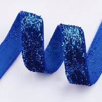 5x Yards 10mm Glitter Sparkly Velvety Polyester Ribbon - Pick Your Colour