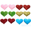 12x 35mm Glitter Heart  w/ Non Woven Fabric Backing & Sponge Inside Sew On Patch