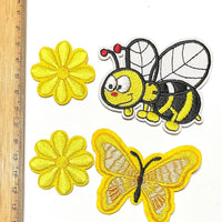 1x Set Multi Pcs Flower & Butterfly Theme Sew-On Iron-On Embroidered Patches