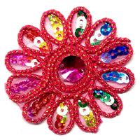 Set of 2pcs Extra Large 60mm Flower with Sequin Iron On Sew on Applique Patch