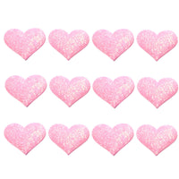 12x 35mm Glitter Heart  w/ Non Woven Fabric Backing & Sponge Inside Sew On Patch