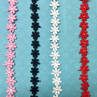 2x Yards 12mm Guipure Embroidered Daisy Flower Lace Trim - Pick your Colour