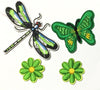 1x Set Multi Pcs Flower & Butterfly Theme Sew-On Iron-On Embroidered Patches