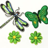 1x Set Multi Pcs Flower & Butterfly Theme Sew-On Iron-On Embroidered Patches