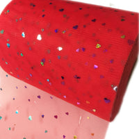 3x Yards 150mm Sequin Heart Hologram Ribbon Soft Tulle Sparkling Mesh