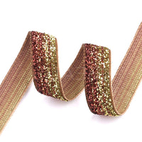 5x Yards 10mm Glitter Sparkly Velvety Polyester Ribbon - Pick Your Colour