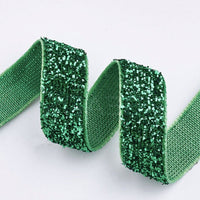 5x Yards 10mm Glitter Sparkly Velvety Polyester Ribbon - Pick Your Colour