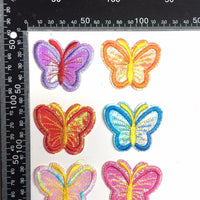 6x Colourful Holographic Butterfly Sew-On Iron-On Embroidered Applique Patch