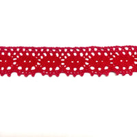 2x Meters 32mm/35mm Crochet Like Cotton Lace Trim - Red or Beige