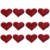 12x 35mm Glitter Heart  w/ Non Woven Fabric Backing & Sponge Inside Sew On Patch