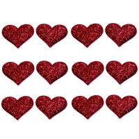 12x 35mm Glitter Heart  w/ Non Woven Fabric Backing & Sponge Inside Sew On Patch