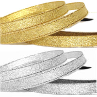 5x Meters Lurex Metallic Gold or Silver 12mm Ribbon Trim