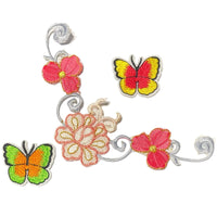 1x Set Multi Pcs Flower & Butterfly Theme Sew-On Iron-On Embroidered Patches