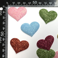 12x 35mm Glitter Heart  w/ Non Woven Fabric Backing & Sponge Inside Sew On Patch