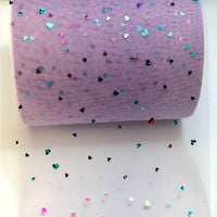 3x Yards 150mm Sequin Heart Hologram Ribbon Soft Tulle Sparkling Mesh