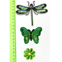 1x Set Multi Pcs Flower & Butterfly Theme Sew-On Iron-On Embroidered Patches