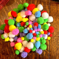 75x Mix Size Multi Coloured Soft Pom Poms