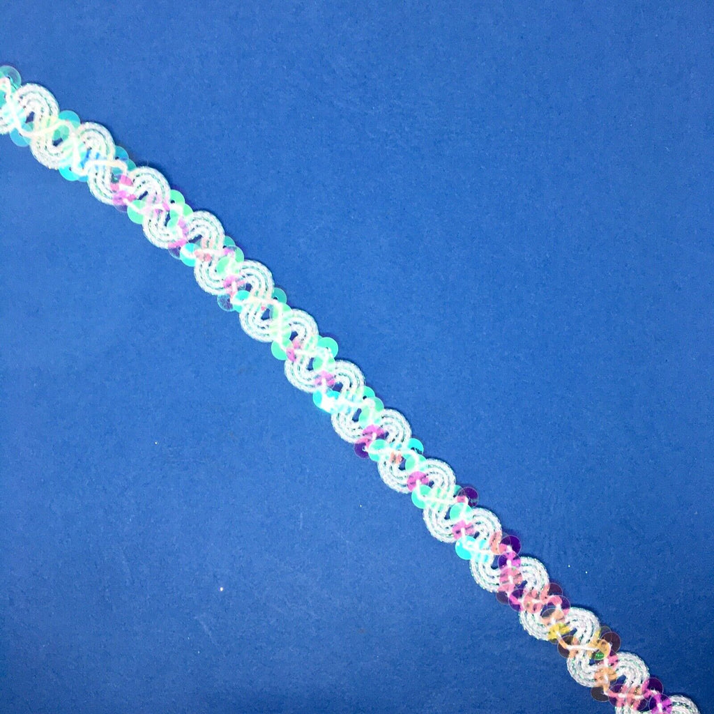 2x Yards 20mm Wavy Braided Sequin Metallic Trim- Pick Your Colour