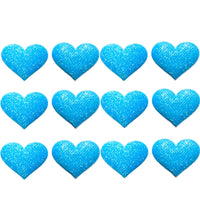 12x 35mm Glitter Heart  w/ Non Woven Fabric Backing & Sponge Inside Sew On Patch