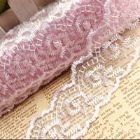 2x Yards Bright Coloured 40mm Wide Scalloped Polyester Lace Trim