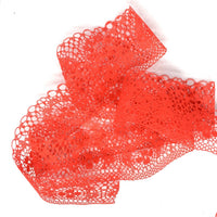 2x Yards Bright Coloured 40mm Wide Scalloped Polyester Floral Lace Trim