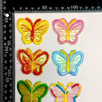 6x Colourful Holographic Butterfly Sew-On Iron-On Embroidered Applique Patch