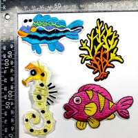 Multi pcs Ocean Creature Theme Sew-On Iron-On Embroidered Applique Patches