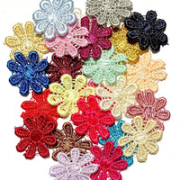 24x Colourful 25mm Daisy Flower Embroidered AB Giupure Sew on Applique Patch