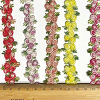 1x Half Yard 15mm Embroidered Rose Flower Lace Trim - Pick your Colour