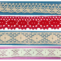 2x Meters 32mm/35mm Crochet Like Cotton Lace Trim - Red or Beige