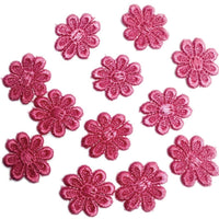 24x Colourful 25mm Daisy Flower Embroidered AB Giupure Sew on Applique Patch