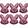 6x Glitter 51mm Bunny w/ Non Woven Fabric Backing & Sponge Inside Sew On Patch