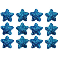 12x 35mm Glitter Star w/ Non Woven Fabric Backing & Sponge Inside Sew On Patch