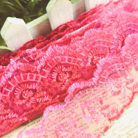 2x Yards Bright Coloured 40mm Wide Scalloped Polyester Lace Trim